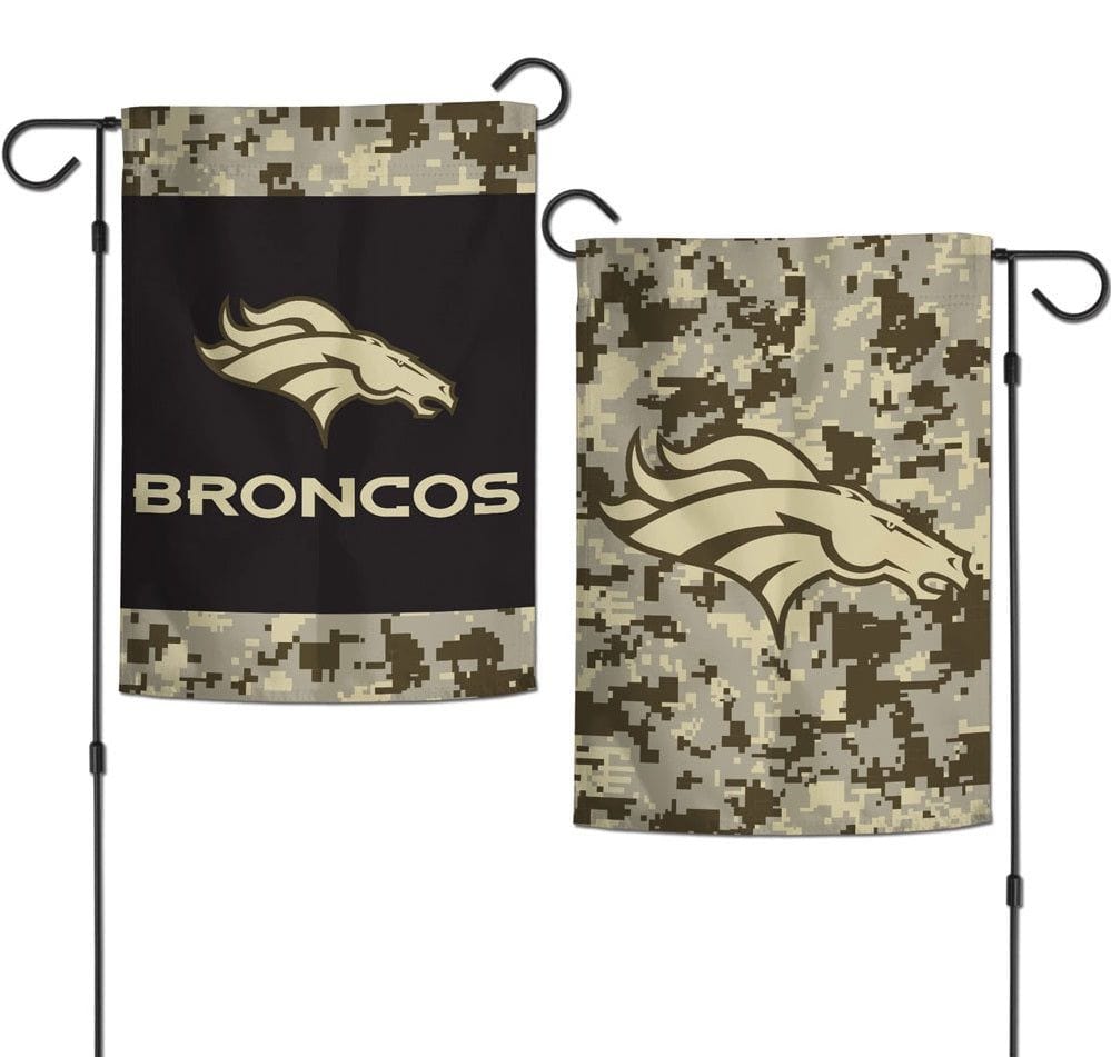 Denver Broncos Garden Flag 2 Sided Camo Military Tribute heartlandflags