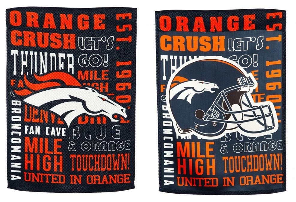 Denver Broncos Garden Flag 2 Sided Fan Rules Orange Crush heartlandflags