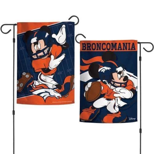 Denver Broncos Garden Flag 2 Sided Mickey Mouse Broncomania heartlandflags