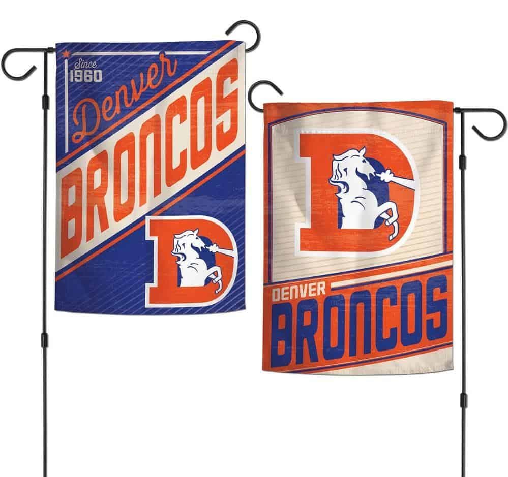 Denver Broncos Garden Flag 2 Sided Retro Classic Logo heartlandflags