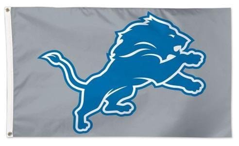 Detroit Lions Flag 3x5 Silver Logo Single Sided heartlandflags