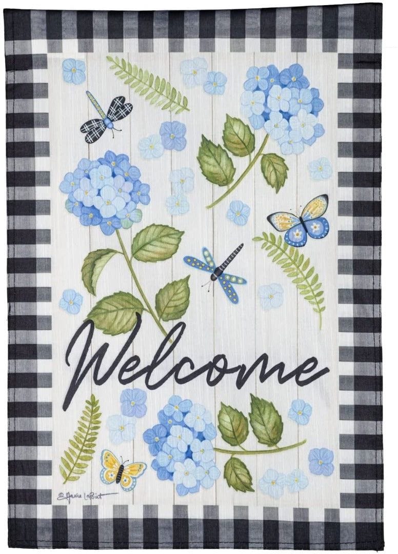 Dragonfly Welcome Garden Flag 2 Sided Strie heartlandflags