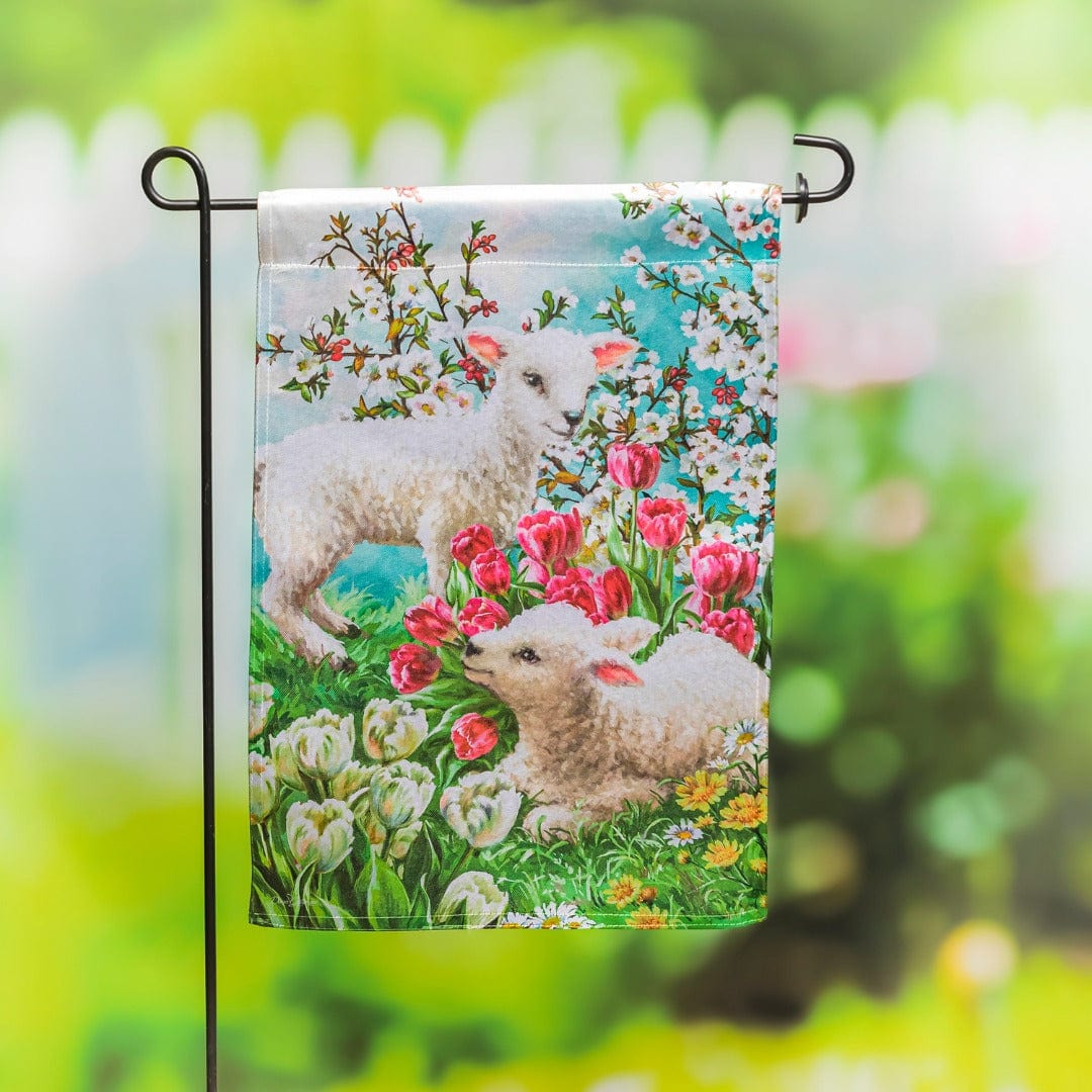 Easter Lambs Garden Flag 2 Sided Lustre heartlandflags