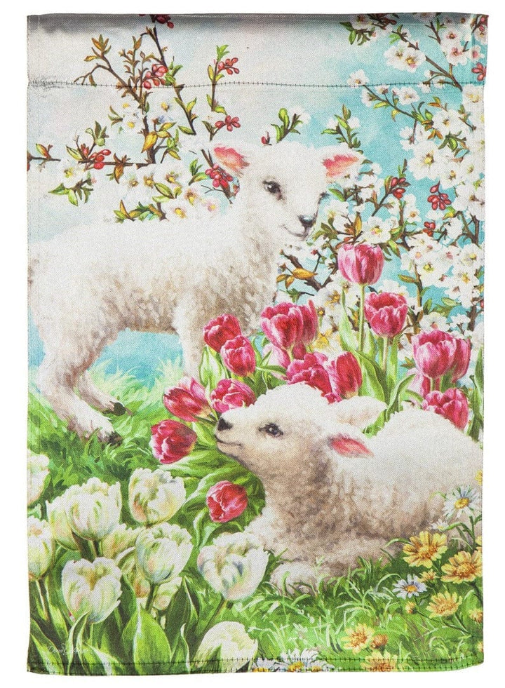 Easter Lambs Garden Flag 2 Sided Lustre heartlandflags