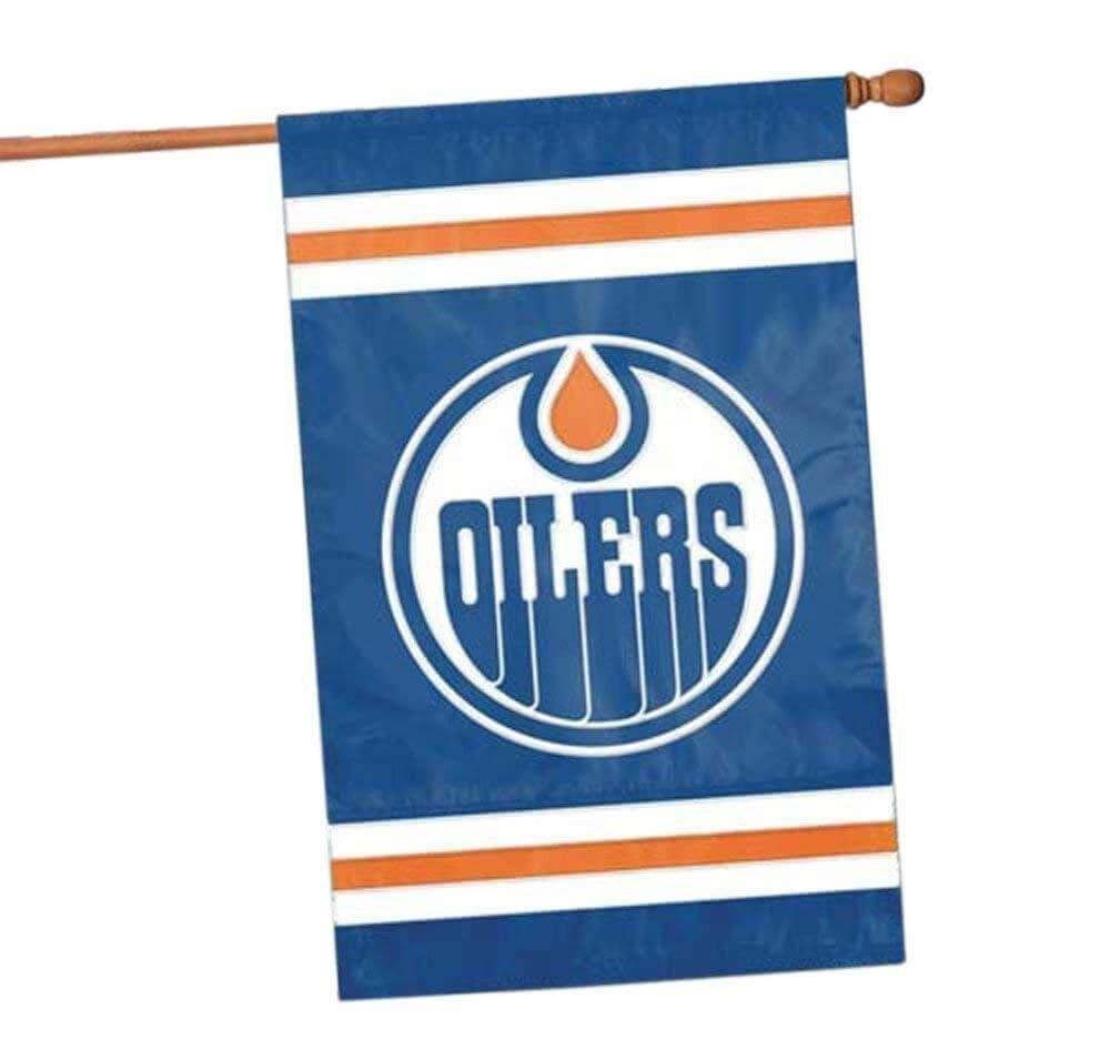 Edmonton Oilers Banner 2 Sided Applique Vertical Flag heartlandflags