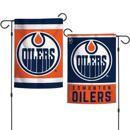 Edmonton Oilers Garden Flag 2 Sided Double Logo heartlandflags