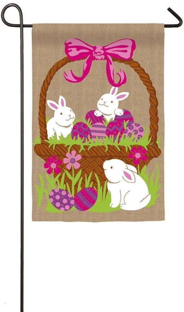 Egg Basket Easter Garden Flag 2 Sided Burlap heartlandflags