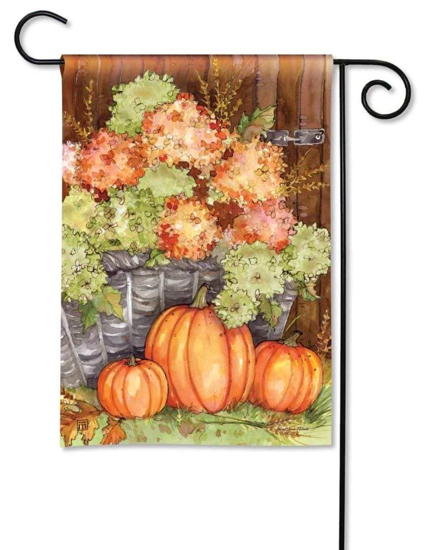 Fall Hydrangeas Garden Flag 2 Sided Pumpkins heartlandflags