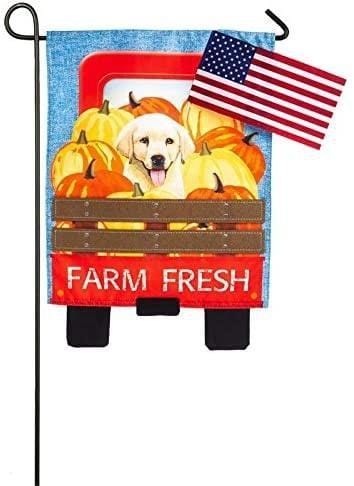 Farm Fresh Puppy Garden Flag 2 Sided heartlandflags