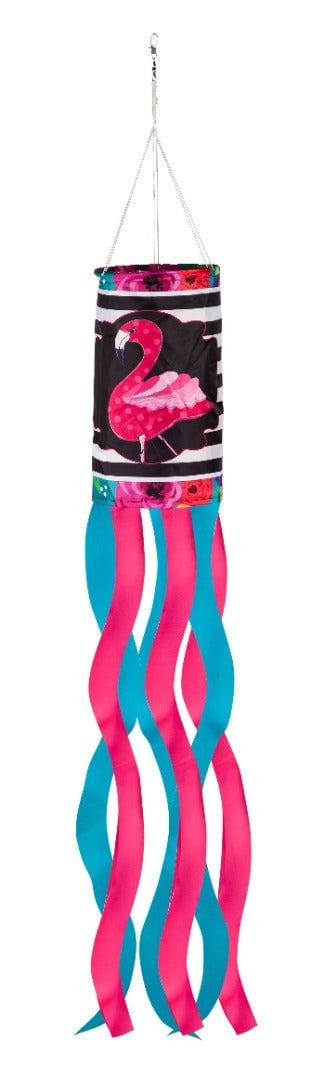 Flamingo Stripes and Flowers Windsock 40 Inches Long heartlandflags