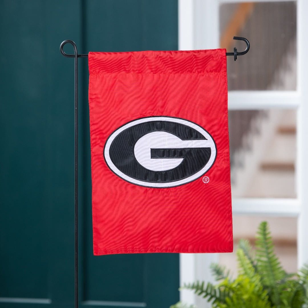 Georgia Bulldogs Red Garden Flag 2 Sided Applique Logo heartlandflags