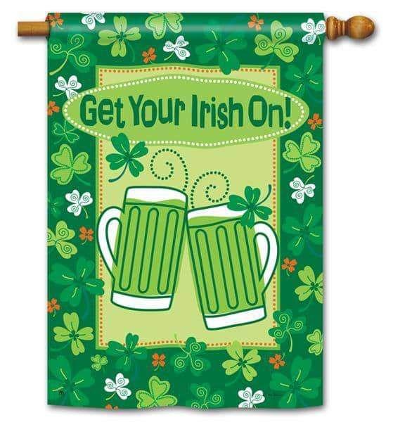 Get Your Irish On Flag St Patrick's House Banner Green Beer heartlandflags