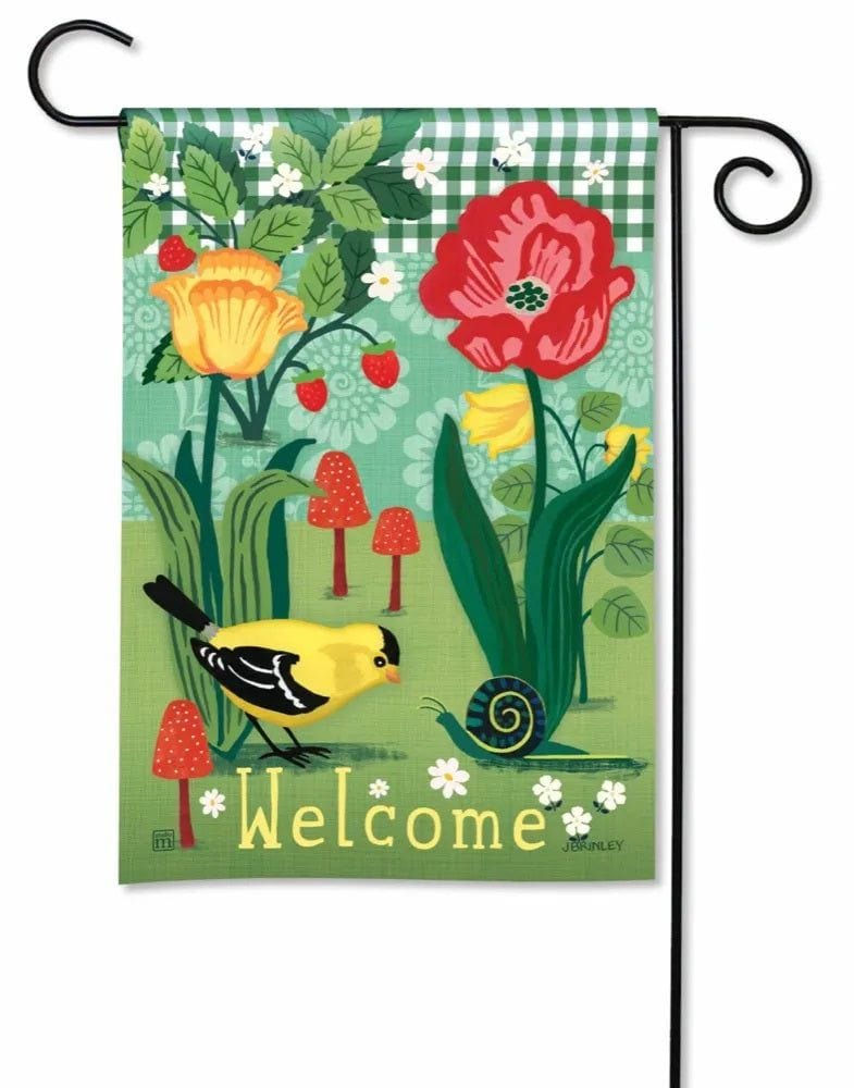 Gingham Goldfinch Garden Flag Welcome heartlandflags