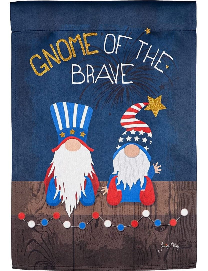 Gnome of the Brave Garden Flag 2 Sided Patriotic heartlandflags