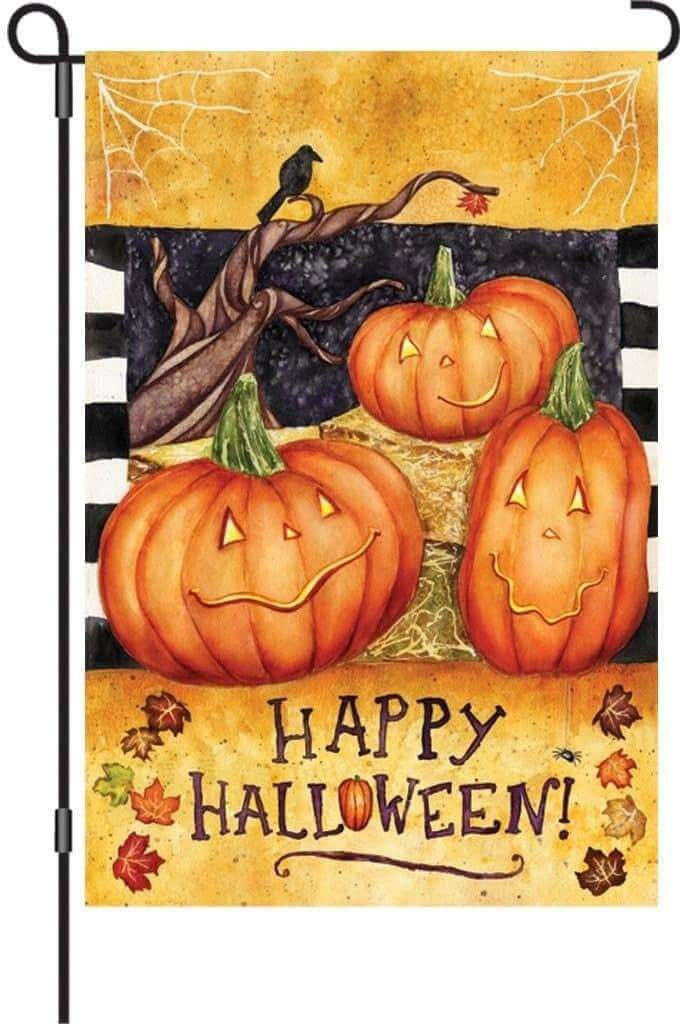 Halloween Spooky Trio Garden Flag 2 Sided Pumpkins heartlandflags