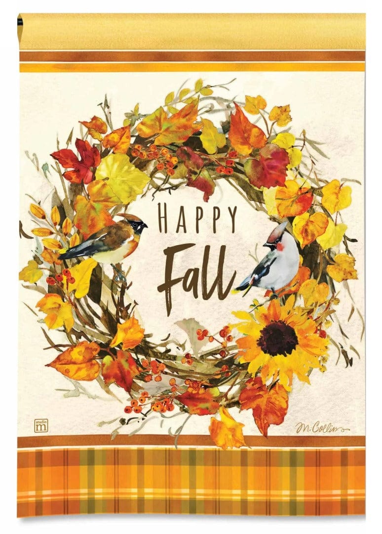 Happy Fall Wreath Garden Flag Autumn heartlandflags