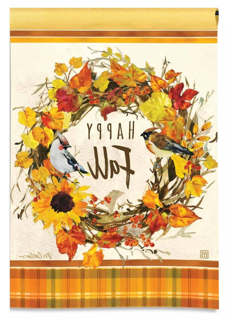 Happy Fall Wreath Garden Flag Autumn heartlandflags