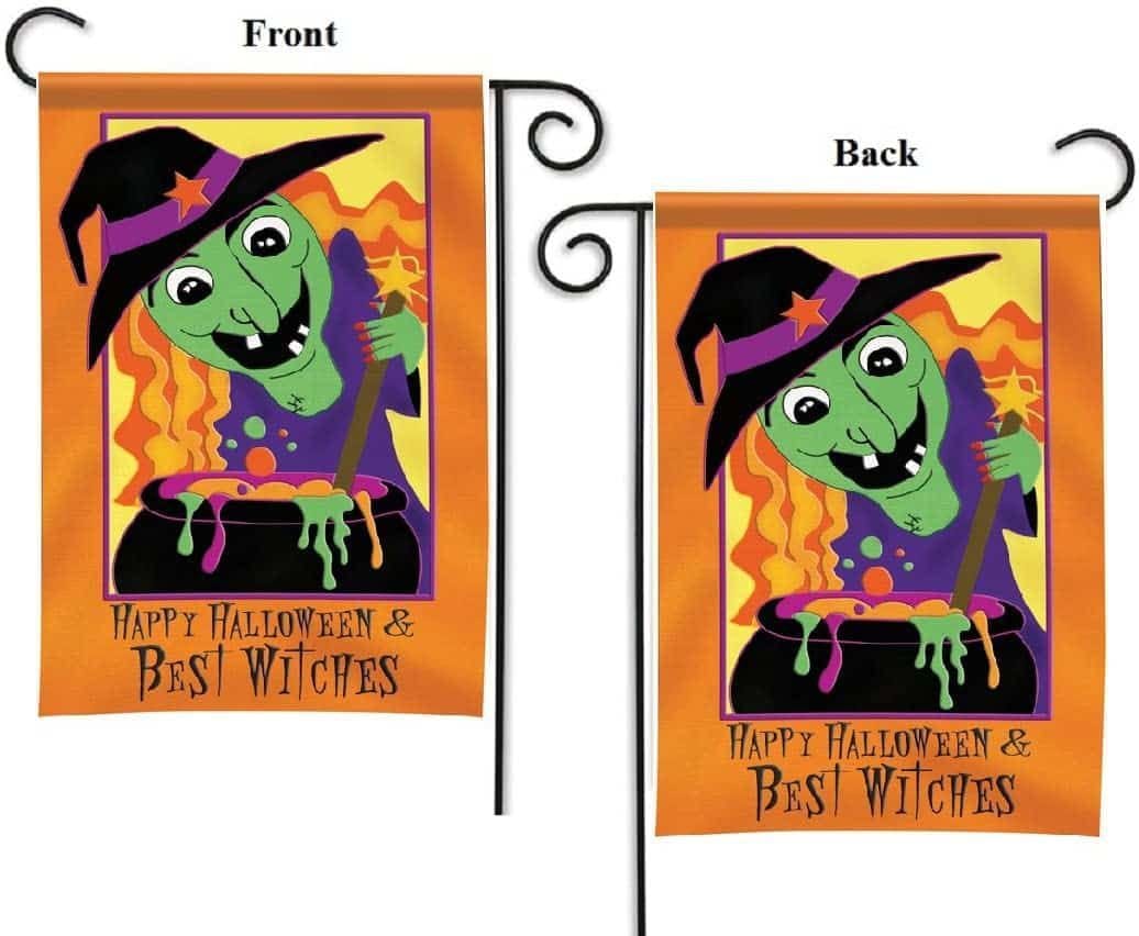 Happy Halloween And Best Witches Garden Flag 2 Sided heartlandflags