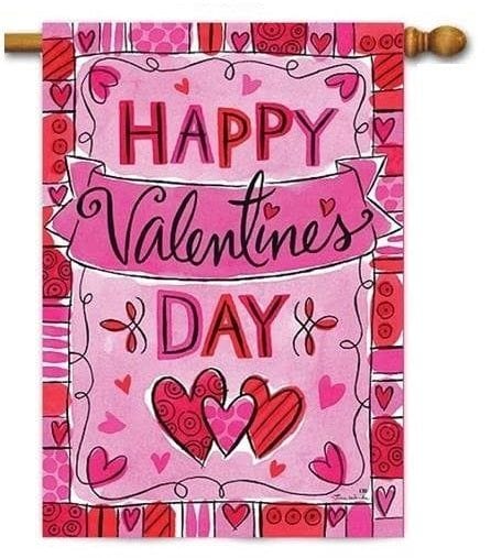 Happy Valentine's Day Banner 2 Sided Flag heartlandflags