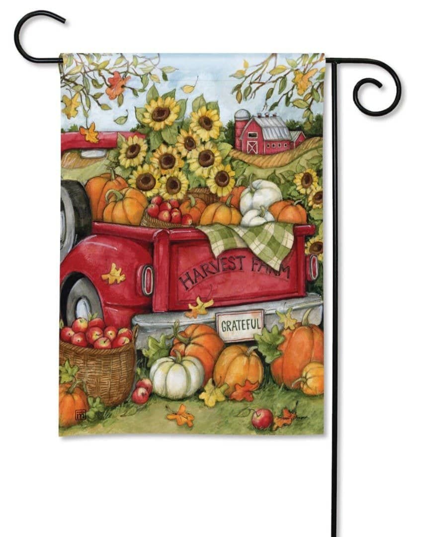 Harvest Farm Truck Garden Flag Red Truck Barn heartlandflags