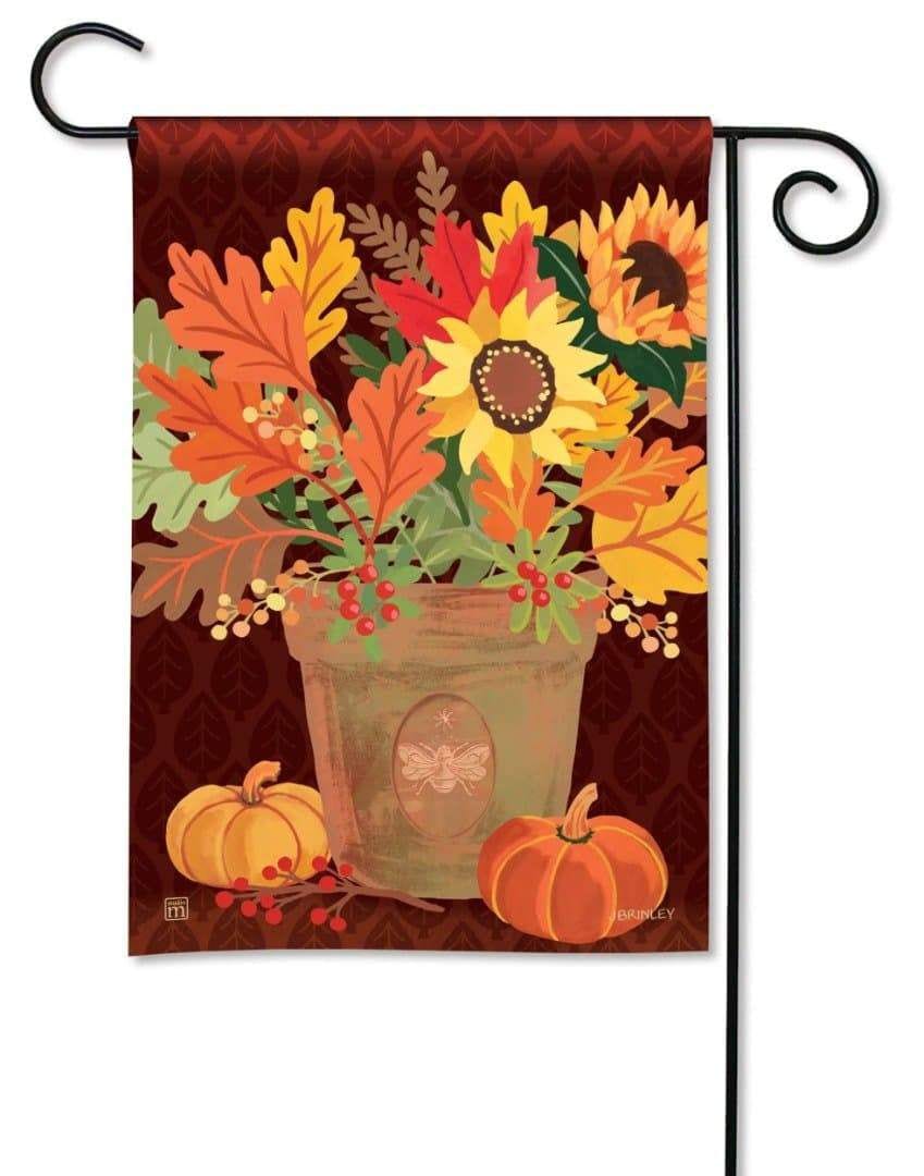 Harvest Terra Cotta Garden Flag 2 Sided Bee Pot heartlandflags