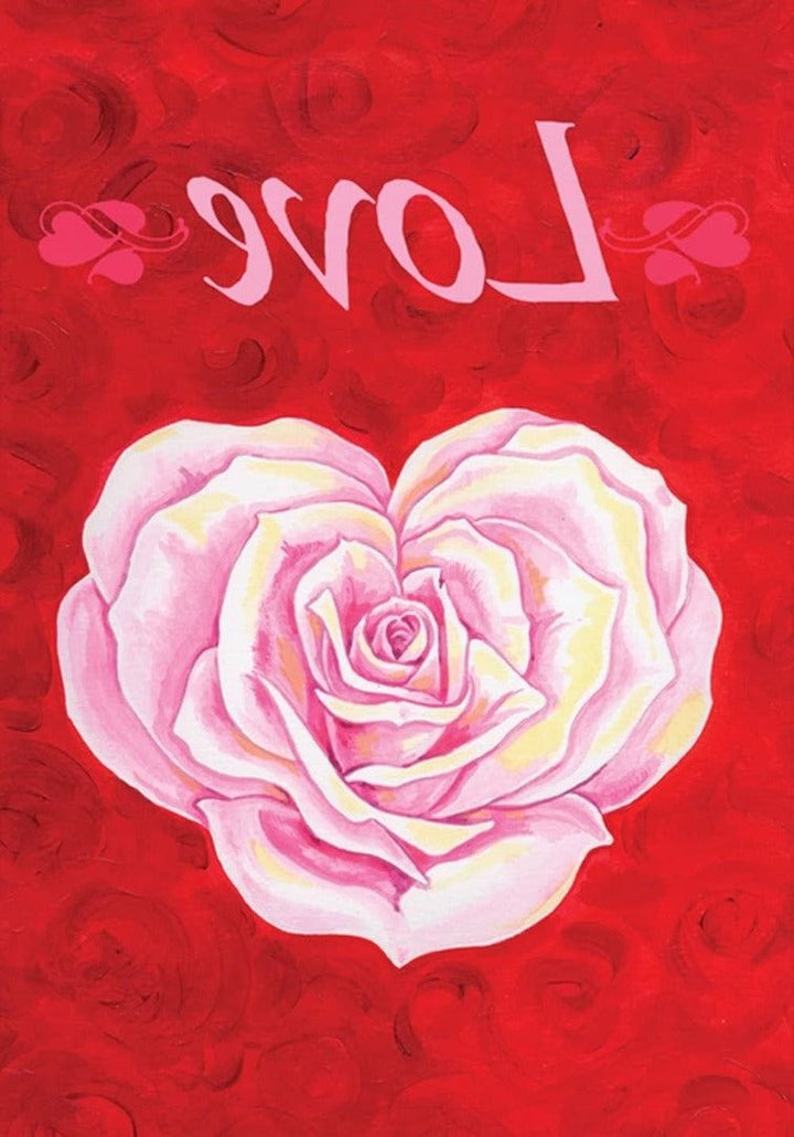 Heart Rose Valentine Banner Vertical House Flag heartlandflags