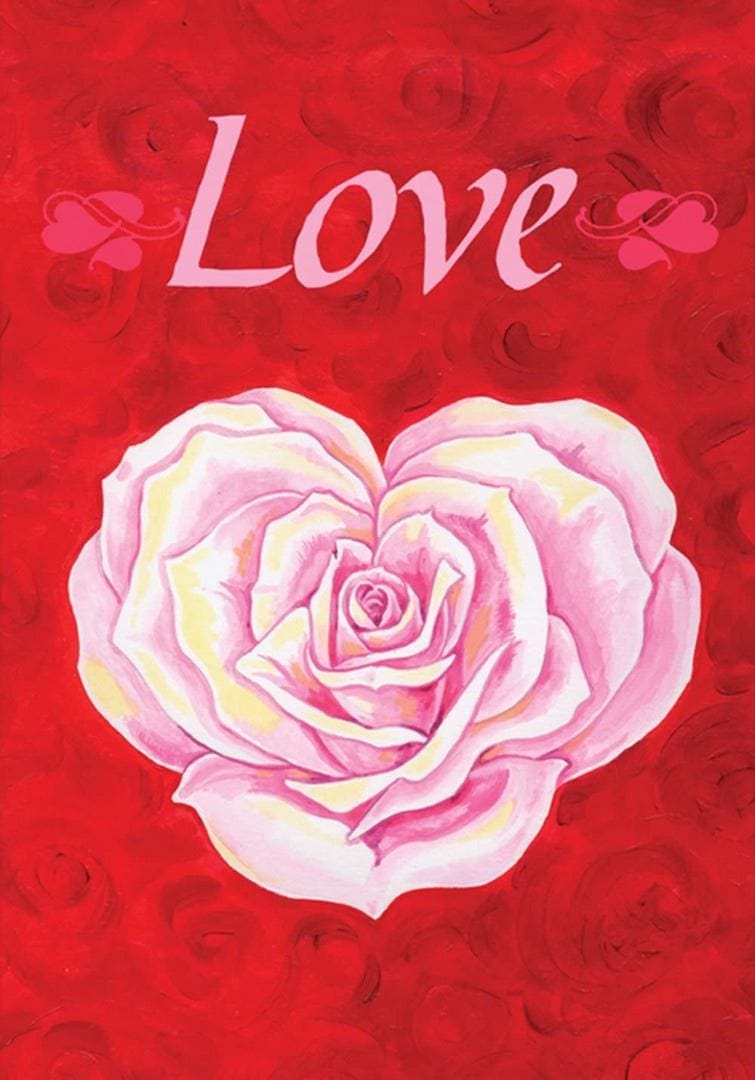 Heart Rose Valentine Banner Vertical House Flag heartlandflags