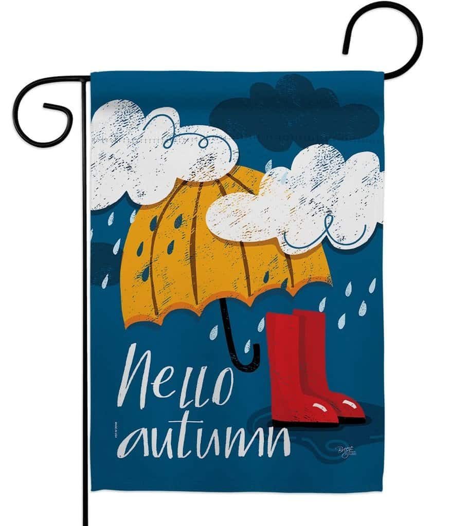 Hello Autumn Garden Flag 2 Sided Umbrella heartlandflags