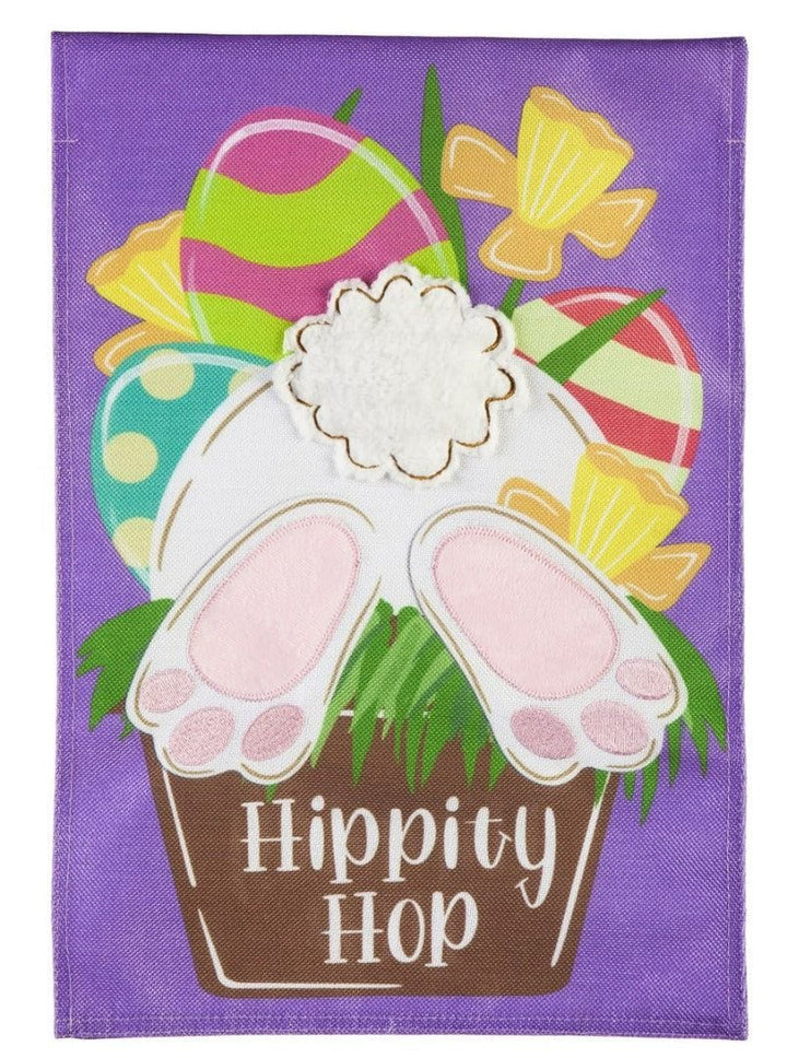 Hip Hop Bunny Easter Garden Flag 2 Sided Burlap heartlandflags