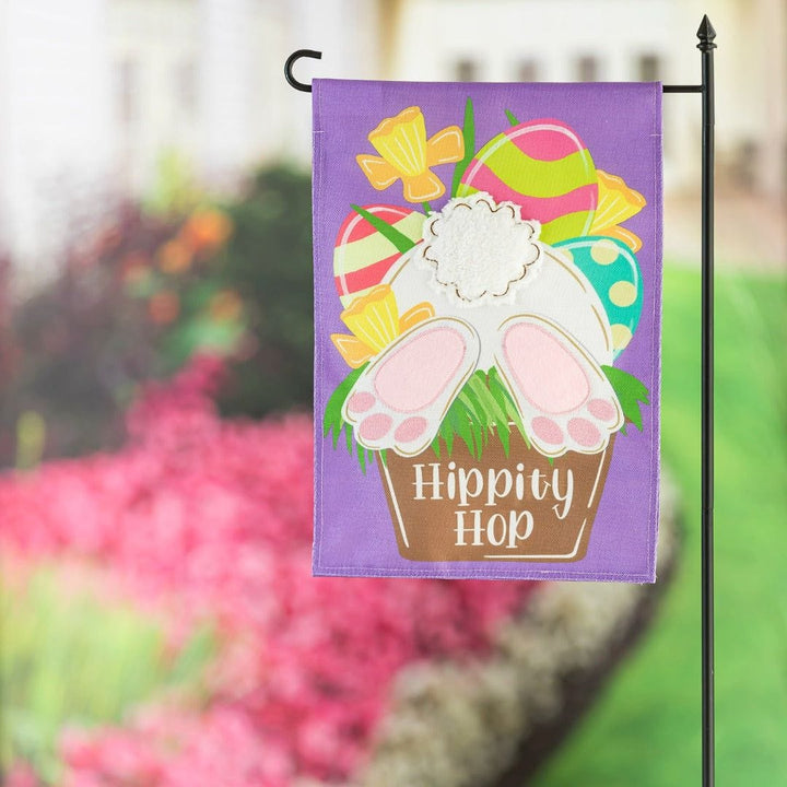 Hip Hop Bunny Easter Garden Flag 2 Sided Burlap heartlandflags