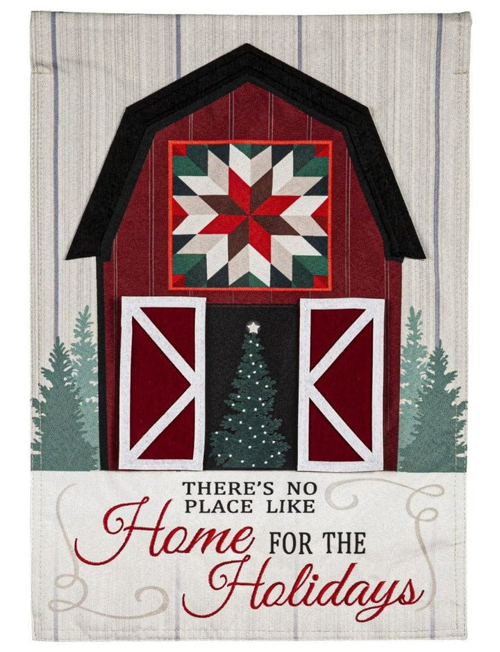 Holiday Barn Christmas Garden Flag 2 Sided Quilt heartlandflags