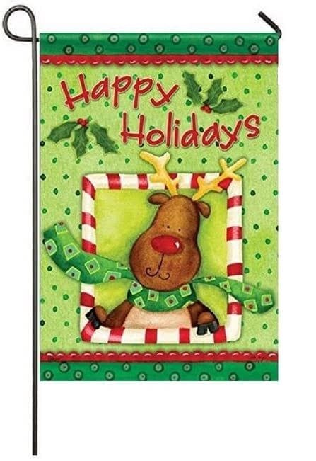 Holiday Reindeer 2 sided Christmas Garden Flag heartlandflags