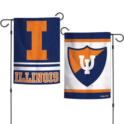 Illinois Garden Flag 2 Sided Fighting Illini Vintage Classic Logo heartlandflags