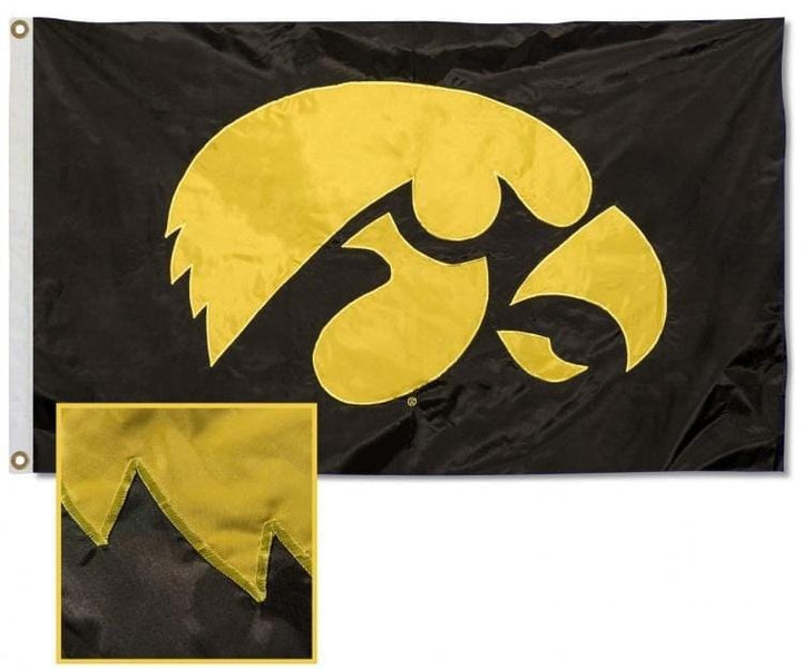 Iowa Hawkeyes Flag Applique Various Sizes Black Yellow heartlandflags