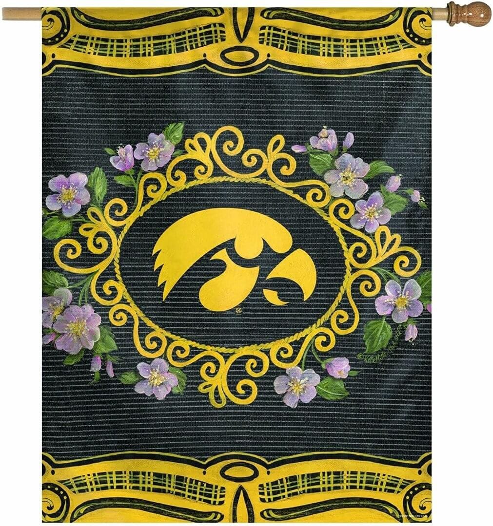 Iowa Hawkeyes Flag Kate Mcrostie Vertical Banner heartlandflags