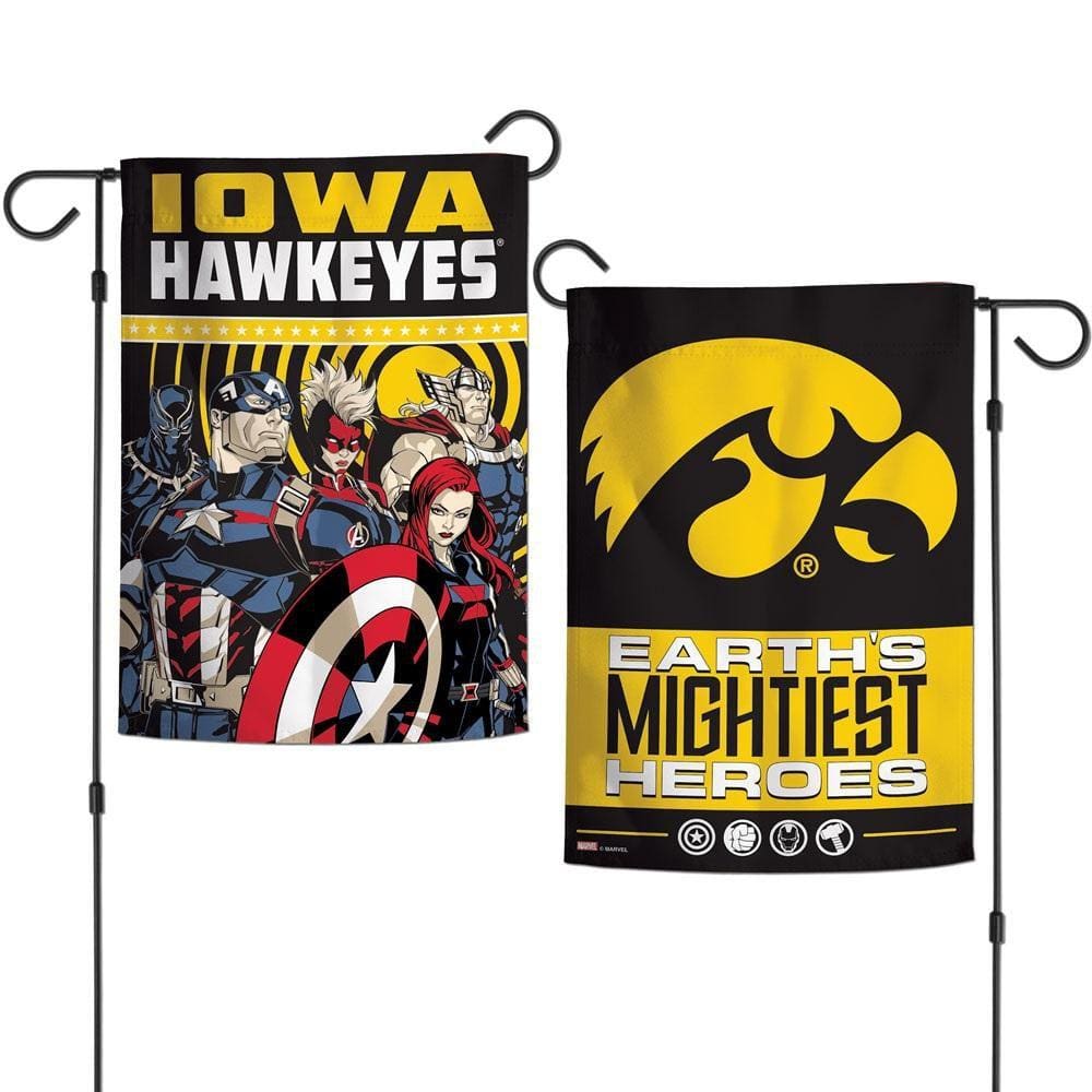 Iowa Hawkeyes Garden Flag 2 Sided Marvel Avengers heartlandflags