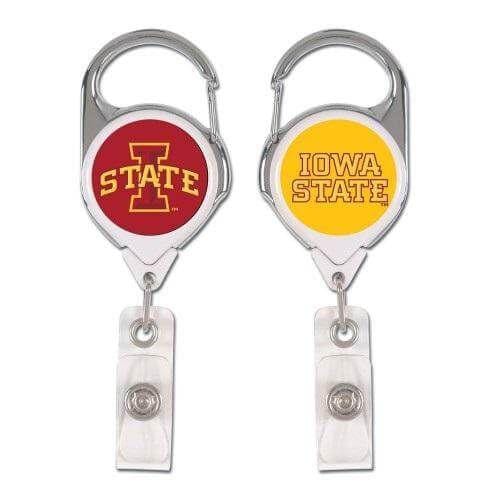 Iowa State Cyclones Reel 2 Sided Retractable Badge Holder Cardinal Gold heartlandflags