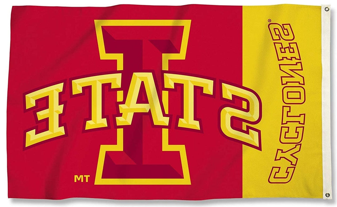 Iowa State University Flag 3x5 Cyclones I State Logo Red Gold heartlandflags