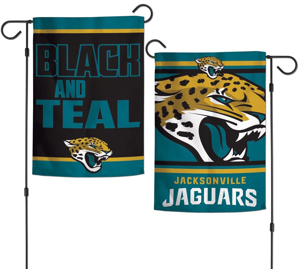 Jacksonville Jaguars Garden Flag 2 Sided Black And Teal Slogan heartlandflags