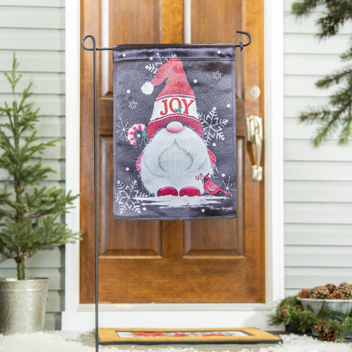 Joy Gnome Christmas Garden Flag 2 Sided Lustre heartlandflags