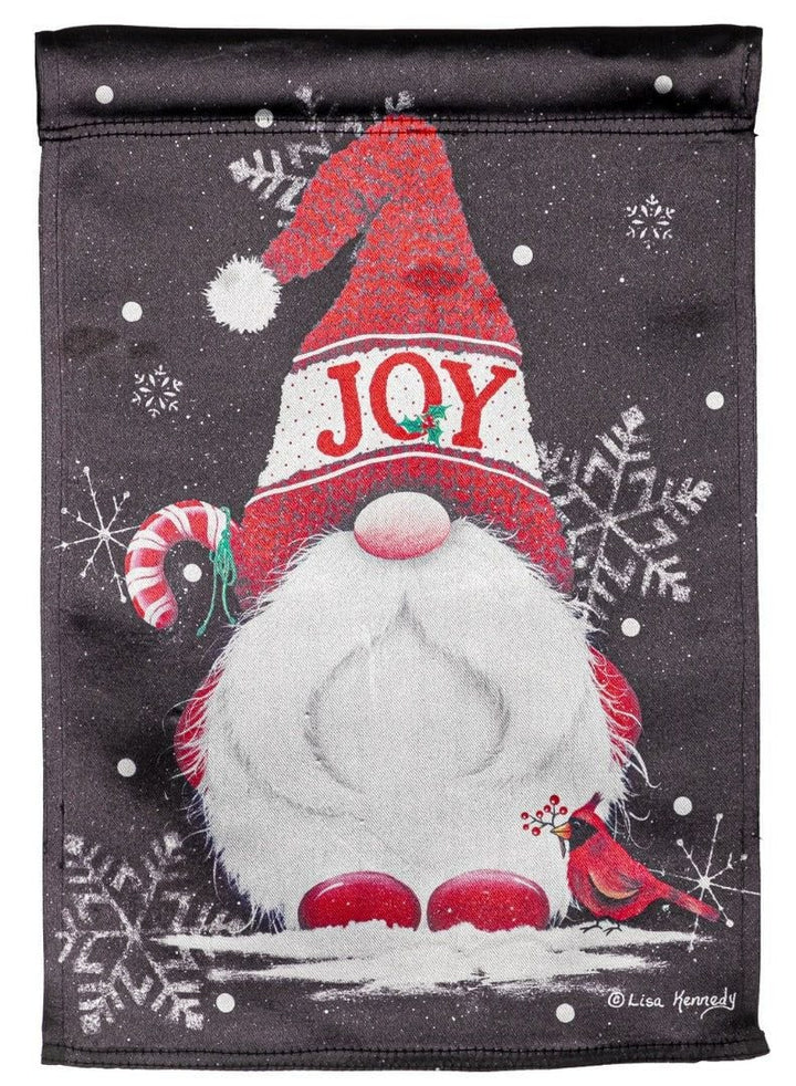 Joy Gnome Christmas Garden Flag 2 Sided Lustre heartlandflags