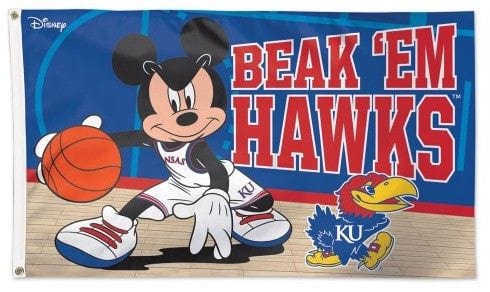 Kansas Jayhawks Flag 3x5 Mickey Mouse Basketball heartlandflags