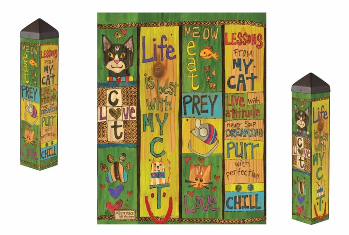 Lessons From My Cat Art Pole 20 Inches Tall heartlandflags