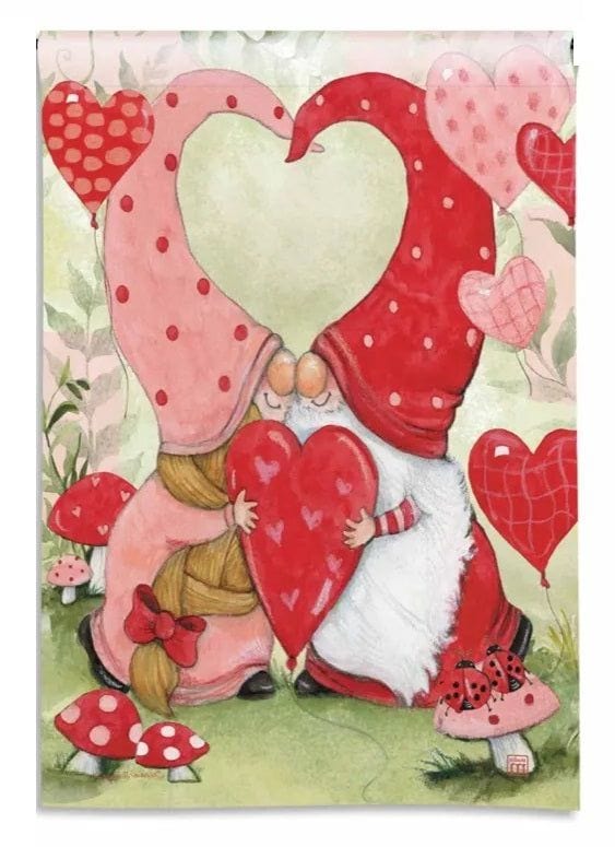 Love Gnomes Valentine Garden Flag 2 Sided heartlandflags