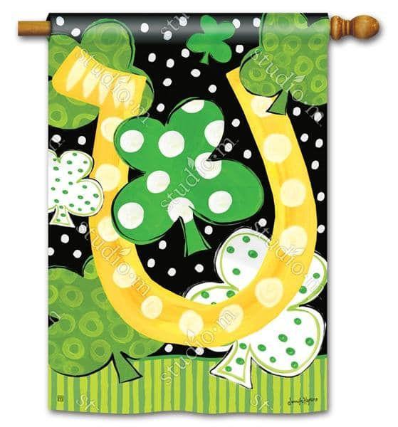 Luck Of The Irish Flag Horseshoe St Patrick's Day House Banner heartlandflags