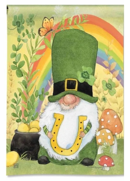 Lucky Gnome St Patricks Garden Flag 2 Sided heartlandflags