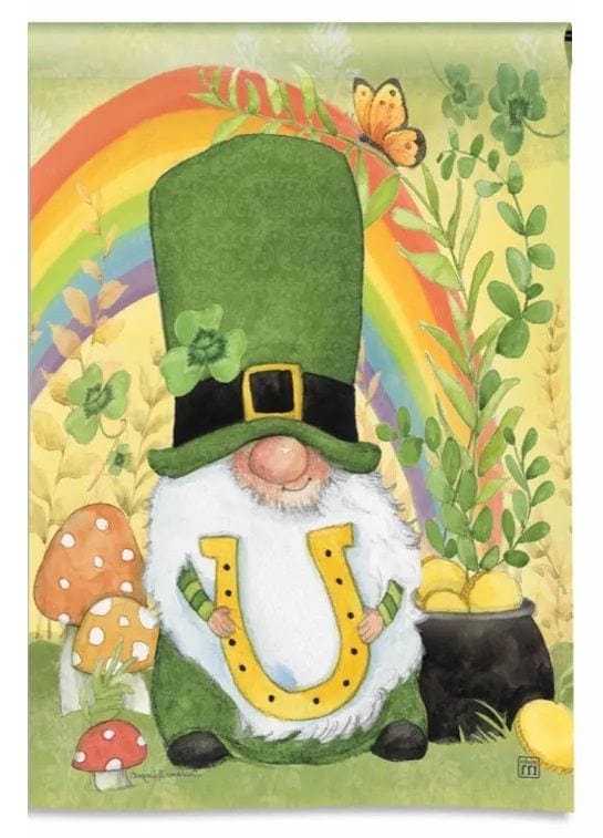 Lucky Gnome St Patricks Garden Flag 2 Sided heartlandflags