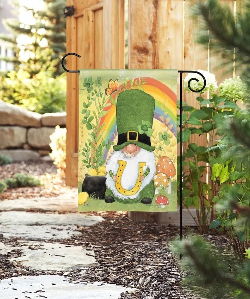 Lucky Gnome St Patricks Garden Flag 2 Sided heartlandflags