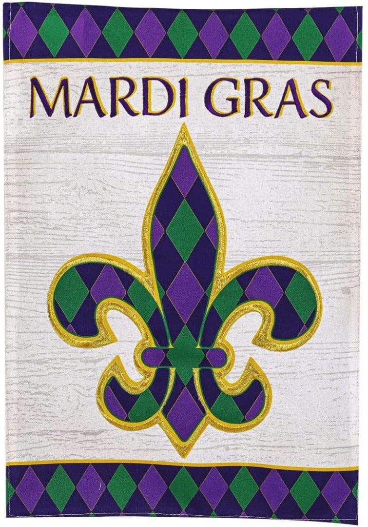 Mardi Gras Fleur de Lis Garden Flag 2 Sided heartlandflags