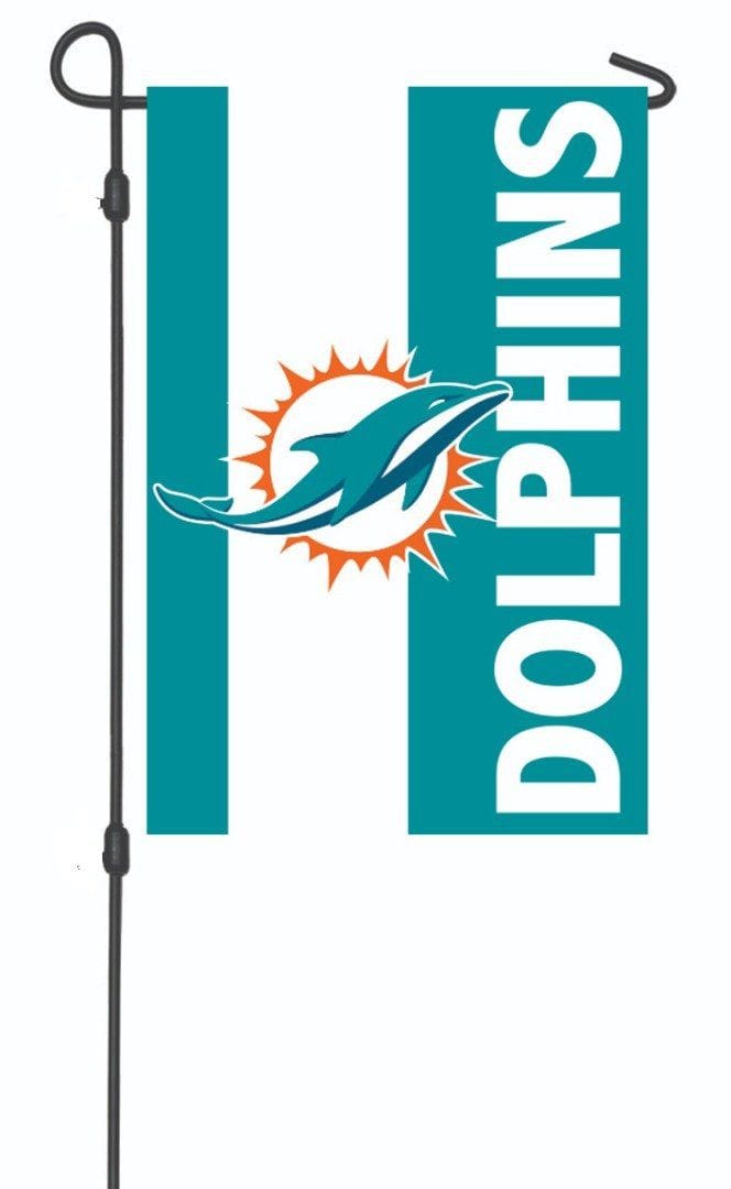 Miami Dolphins Garden Flag 2 Sided Embellished Logo heartlandflags